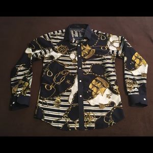 Mens Boat Mariner Link Print Button Shirt